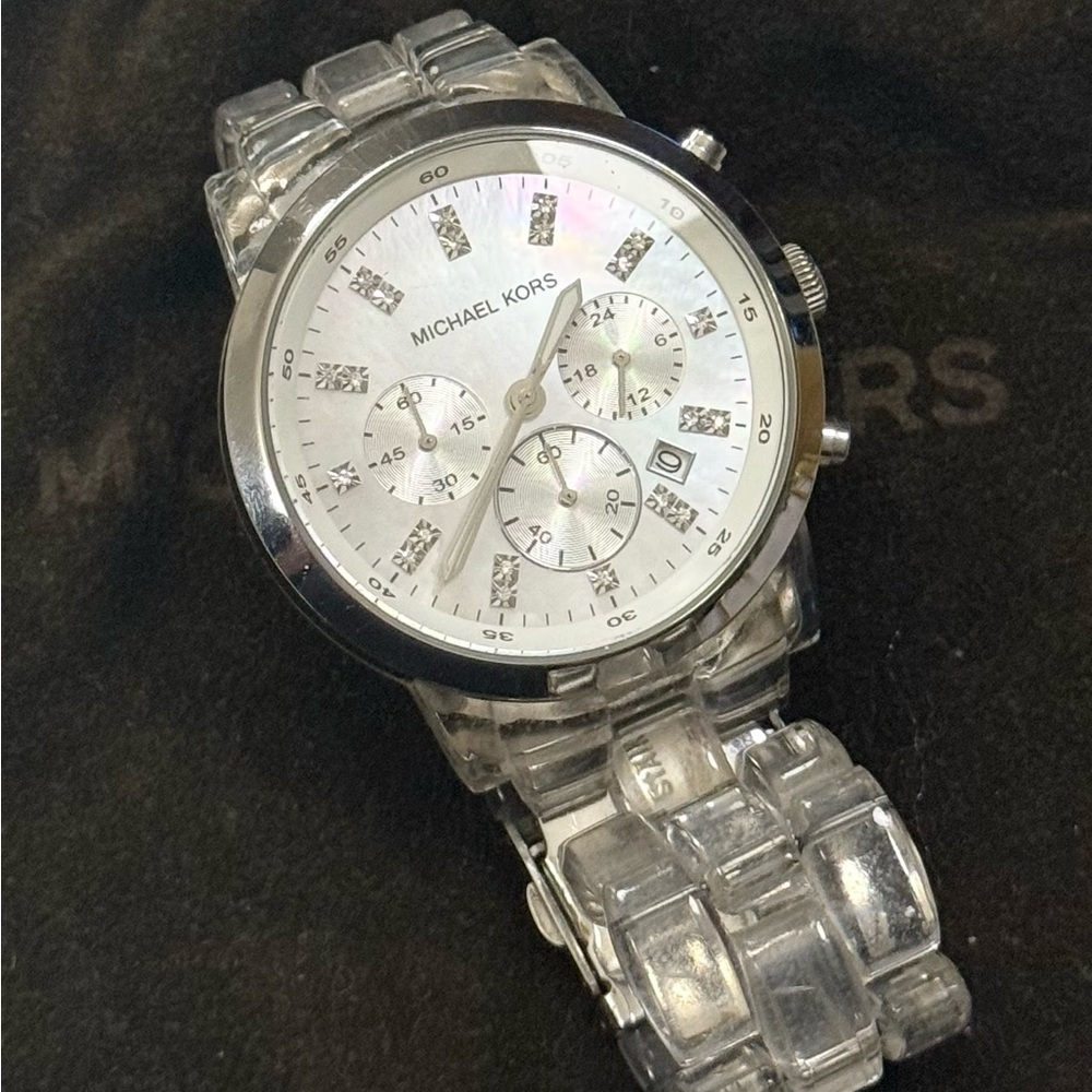 Michael Kors Silver Watch with Clear Band